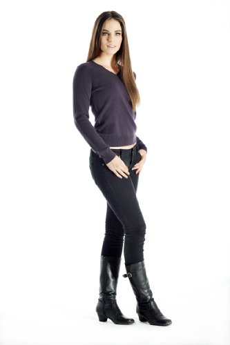 Cashmere Boutique womens Long Sleeve Fitted Style 100% Cashmere V Neck Sweater2