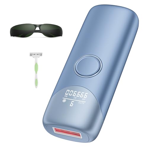 Depiladora Laser IPL con Función de Refrigeración, 19.8J Depilacion Laser con 9 Niveles de Energía, 999,900 Flashes, Depiladora Luz Pulsada para Mujeres y Hombres, Bikini, Axilas, Azul