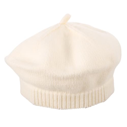 FRCOLOR Boy Girl Knitted Beret Hat Stylish Hair Accessory for All Seasons Warm and Comfortable Cap for Boys and Circumference Beige