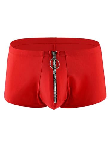 Mens Zipper Crotch Underwear Low Rise Sexy Lingerie Comfort Soft Underpants Shorts