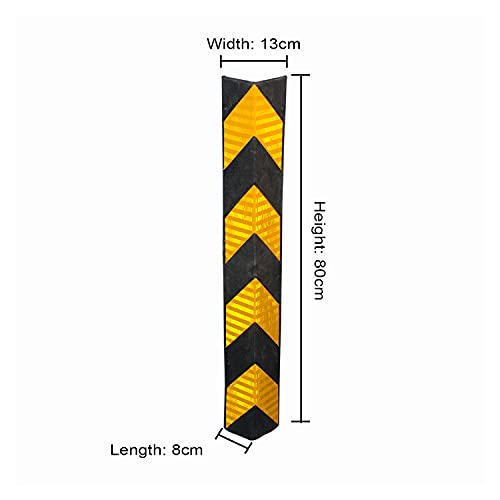 Image of LADWA 800mm Rubber Corner Guard - 2 Pieces L-Shaped Parking Safety Pillar Protector with Yellow Reflective Tape for High Visibility - Durable Wall and Vehicle Protection for Garages & Warehouses