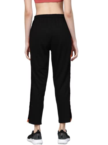 Image of Hubberholme Women's Cotton Blend Regular Fit Side Button Stripe Track Pants