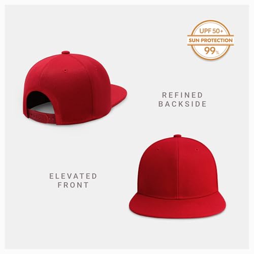 Image of CHOK.LIDS Flat Bill Visor Classic Snapback Hat Blank Adjustable Brim High Top End Trendy Color Style Plain Tone Baseball Cap