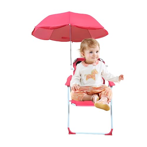 Bollisate Silla de Playa para niños pequeños con Paraguas, Asiento Plegable para Exteriores, Silla portátil Resistente al Viento a Prueba de para Vacaciones, Viajes, Parque, Camping, Patio