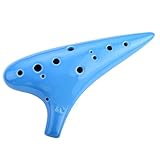 ”Joy of Wood Thrush” 12 Hole Alto C Ceramic Ocarina in Exquisite Craft (Water Blue)