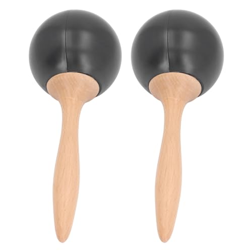 2PCS Adult Maracas Shaker Sand Hammer, Maracas Shaker with Wooden Handle Hand Percussion Toy for Party Concert Sand Hammer (Black Wood Color)