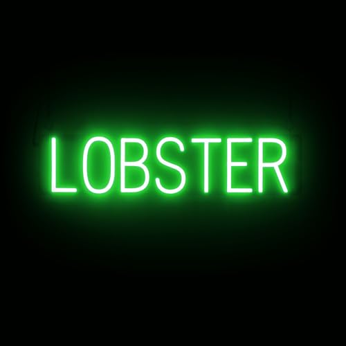 Image of SpellBrite LED Neon LOBSTER Sign for Business - Green, 27 inch x 6 inch | Ultra-Bright Click-Together Signage for Restaurants, with Visibility from 500 Feet - 8 Animations, 6 Brightness Settings