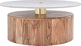 Meridian Furniture 221-CT Stonewood Collection Modern | Contemporary Genuine Marble Top Coffee Table with Solid Acacia Wood Base, 36' W x 36' D x 16' H