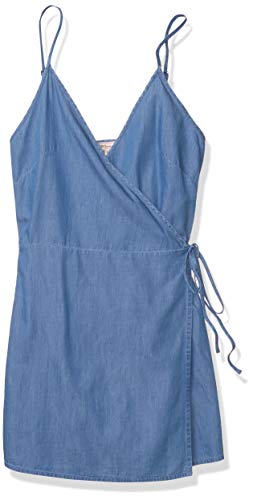 Bcbgeneration Women's Front Overlay Tie Romper, Medium Wash, Lg (Us 10-12) #TOP3