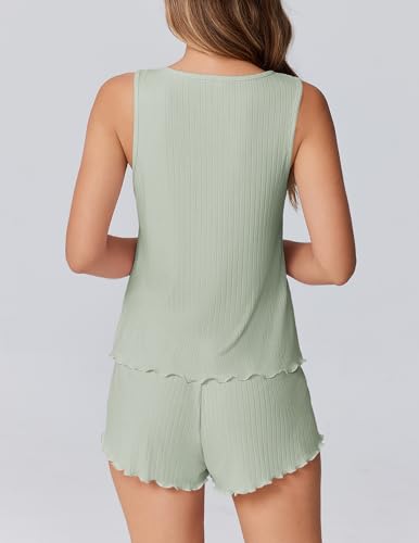 Image of Ekouaer 2 Pieces Womens Tank Top Pajamas Set Soft Sleepwear Cami and Shorts | Summer Sleeveless Loungewear Pjs Set for Wedding Party, Home