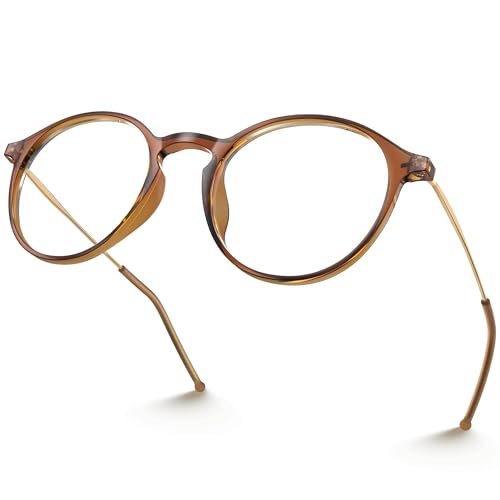 Image of VISOONE Lightweight Anti-Slip Blue Light Blocking Glasses Niko | Clear Lense UV400 Round Frame Fashion Cute Slim Eyewear for Women Men non prescription