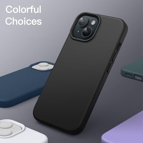 Image of JETech Silicone Cover Case for iPhone 15 6.1-Inch, Silky-Soft Touch Full-Body Protective Phone Case, Shockproof Cover (Black)
