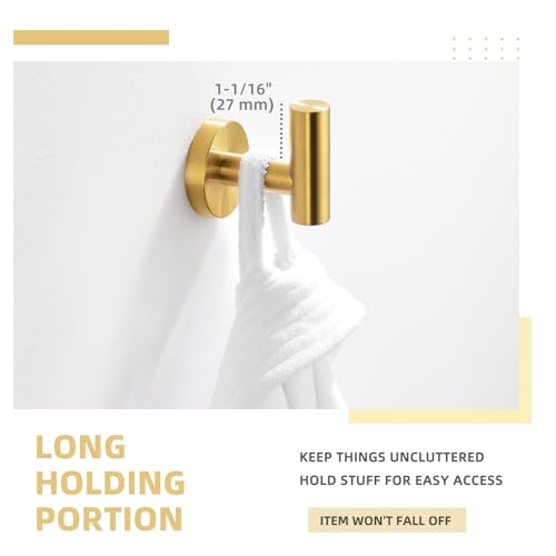 Image of Angle Simple Towel Hook for Bathroom, Bath Towel Holder, Brushed Dark Gold