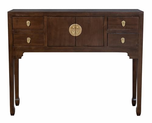 Fine Asianliving Mesa Consola China Earthy Marrón   Orientique Colección An100xP26xAl80cm Consola China Consola Oriental Mesa de Entrada Hall de Entrada Mesa
