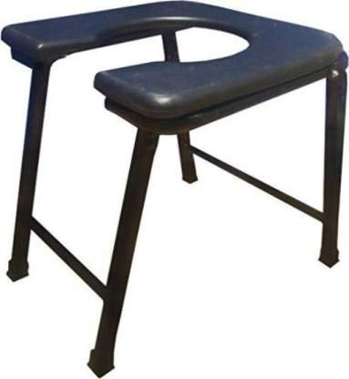UR care Folding Elderly Disabled and Pregnant Women MS Material High Strength Bathing Mobile Commode Stool Black Color with Comfortable and Anti Skid Seat-image-7