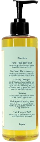 Image of Claya Fir Needle Liquid Castile Soap - Organic Ingredients, Biodegradable, Fresh Forest Scent, Gentle for Skin and Multi-Purpose Use (16 fl oz (Pump Cap) and 64 fl oz)