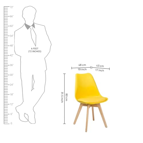 Image of Creative Modern Stylish Bright Yellow Upholstered Accent Chair with Sleek Wooden Legs, Perfect for Contemporary Living Rooms, Home Offices Workspaces | (Yellow) (Pack of 1)