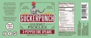 Sucker Punch 3 Pepper Fire Pickle Spears 24 Oz. (6 Count)
