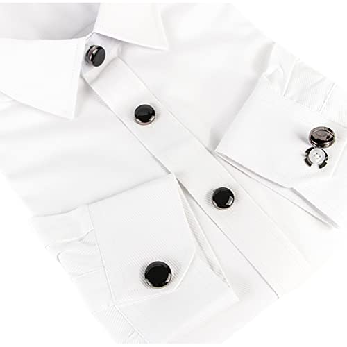 Image of 8Pcs Button Covers for Mens Shirts, Tuxedo Fake Studs | Fits regular dress shirts, button cover cufflinks, brass metal, sleek polished finish, secure clip on, groomsmen accessories
