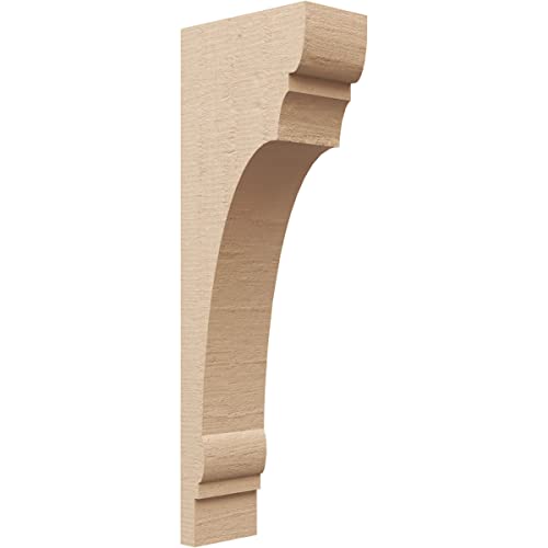 4"W x 8"D x 24"H Thin Hughes Rough Cedar Woodgrain TimberThane Corbel, Primed Tan by Ekena Millwork - Used condition - US$37.56
