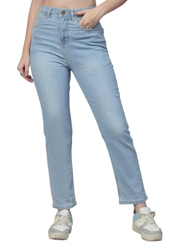 Image of Style Quotient Women Tinted Blue HIGH Rise Straight FIT Jeans