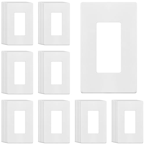 TG Screwless Decorator Wall Plates Child Safe Outlet Covers, Size 1-Gang 4.68" H x 2.93 L, Unbreakable Polycarbonate Thermoplastic, UL Listed, Glossy, White (40 Pack)
