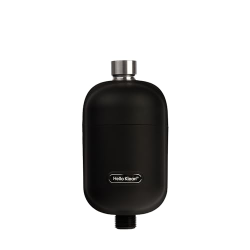 Hello Klean Shower Filter in Black - Filter Unwanted Metals Chlorine & Impurities Found in Water - Improves Quality of Skin & Hair - Quick Easy Install for in-Line & Electric Shower