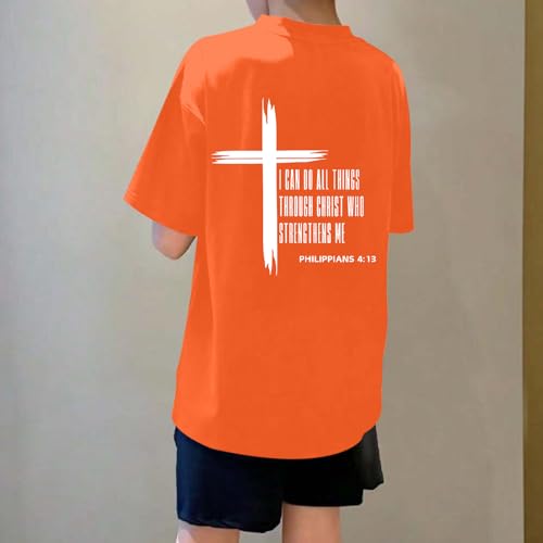Image of KEEVICI Boys Christian Graphic Tees God Jesus Shirts for Kids Cross Faith Bible Verse Inspirational Religious Cotton T Shirt