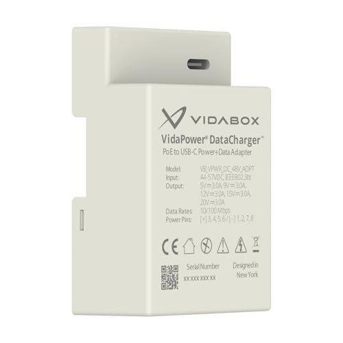 48V VidaPower® DataChargerTM : Adaptador 802.3bt CAT5 PoE a USB-C (Power+Data) con cable USB-C de 1.5 m miniatura 3