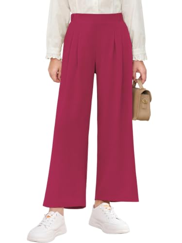 Image of Haloumoning Girls Uniform Pants Kids Wide Leg Dress Pants 5-14 Years