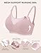 Ekouaer Women Breathable Mesh Support Nurse Bra Sleep Comfort Postpartum Bralette Wirefree Soft Maternity Bras with Extra Extender Dirty Pink XL