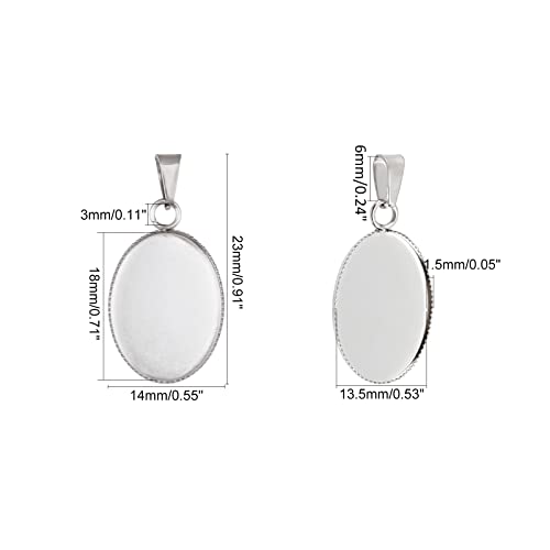 Unicraftale 20Pcs 13.5X18Mm Oval Pendant Cabochon Settings 304 Stainless Steel Milled Edge Bezel Cups Oval Tray Pendants Cabochon For Women Necklaces Jewelry Making, Hole 3X5Mm #TOP4