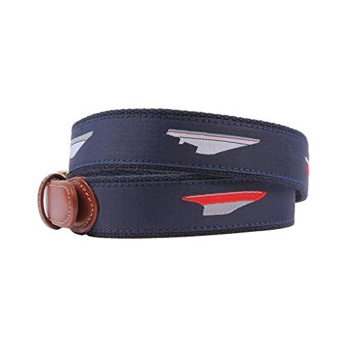 COUNTRY CLUB PREP 12 Metres Boats Leather Tab Belt in Navy