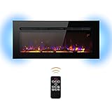 Sophia & William 40" Electric Fireplace Recessed Wall Mounted and Free Standing, Noiseless Electric Heater with Remote Control, Logs, and Backlights for 2 x 6 Stud, Flame Color & Intensity Adjustable
