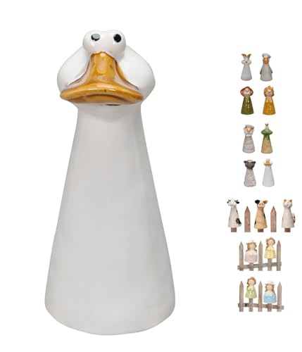 NETPROSHOP Zaunhocker Zaunfigur Viele Tiere und Figuren Steinzeug Höhe ca. 16-18 cm, Auswahl:Gans