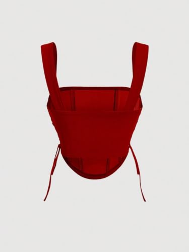 Milumia Women's Square Neck Wide Straps Bustier Tank Top Tie Side Corset Tank Tops2