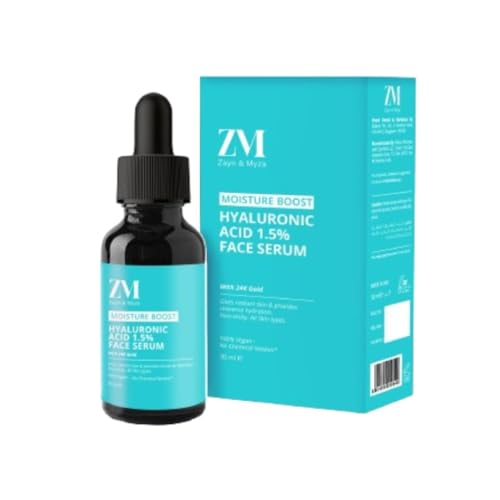 ZM Zayn & Myza 1.5% Hyaluronic Face Serum with 24K gold | For Bright, intensely hydrated & glowing skin | Keeps skin plump & improves elasticity | For all skin types, 30ml