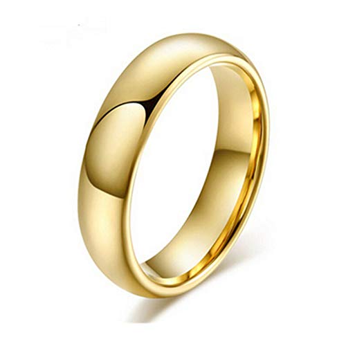 14k Gold Plated Men's Thick Chunky Dome Rings High Polished 6mm Tungsten Carbide Finger Wedding Band for Men Women (6mm, 6)