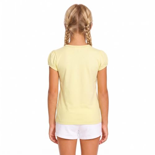 Image of Lilax Girls Short Puff Sleeve Cotton T-Shirt, Toddler & Little Girls Top | 95% Cotton Puff Sleeve Tee; Crewneck, Short Sleeve; Toddler & Girls Sizes 2T-12; for School, Play & Everyday; Machine Wash
