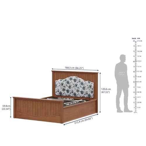 Image of Wakefit Wood Anokhi Queen Hydraulic Brown Storage Bed,White