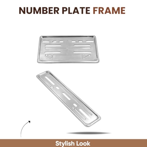 Image of Number Plate Frame Metal Silver Heavy Strong Material Universal for Bike Scooyt & Scooter
