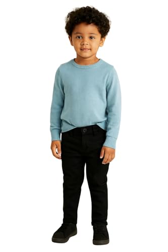 Image of Boys Cotton Stretch Casual Trouser Combo - 4 Pack (Olive, Black, Beige, Brown) | Comfortable Slim Fit Kids Pants Stylish Boys Bottoms