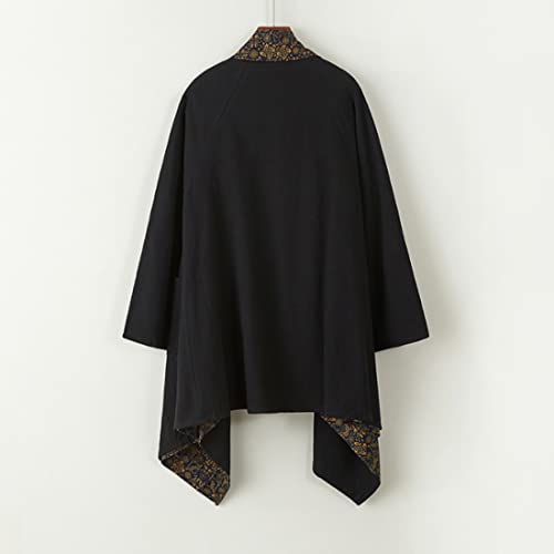 HZCX FASHION Men Ethnic Cotton Blend Open Front Cardigan Long Kimono Robe Jacket3