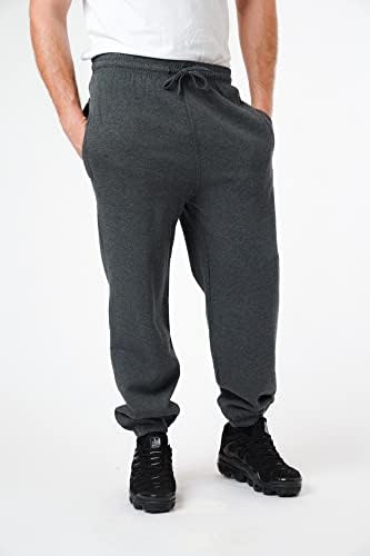LABEL APPAREL Mens Elasticated Joggers Cuffed Plain Brushed Fleece Inside Jogging Bottoms Zip Pocket 290GSM Casual Regular Fit Trouser Sweatpants Drawstring Pants Plus Size XXL Charcoal - Image 6