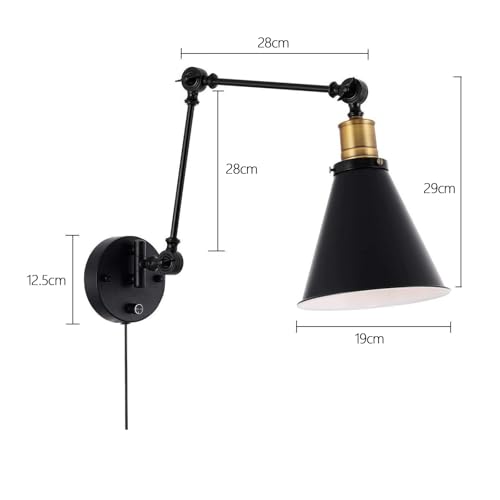 Aplique de pared interior E27 vintage con interruptor y enchufe para dormitorio 6