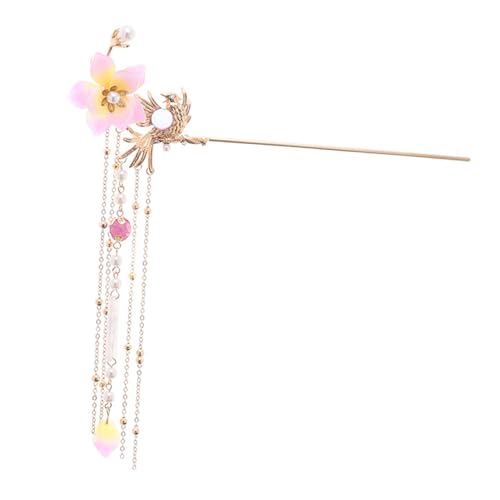 Accessoire dorée pour chignons Hanfu avec perles et pampilles rétros