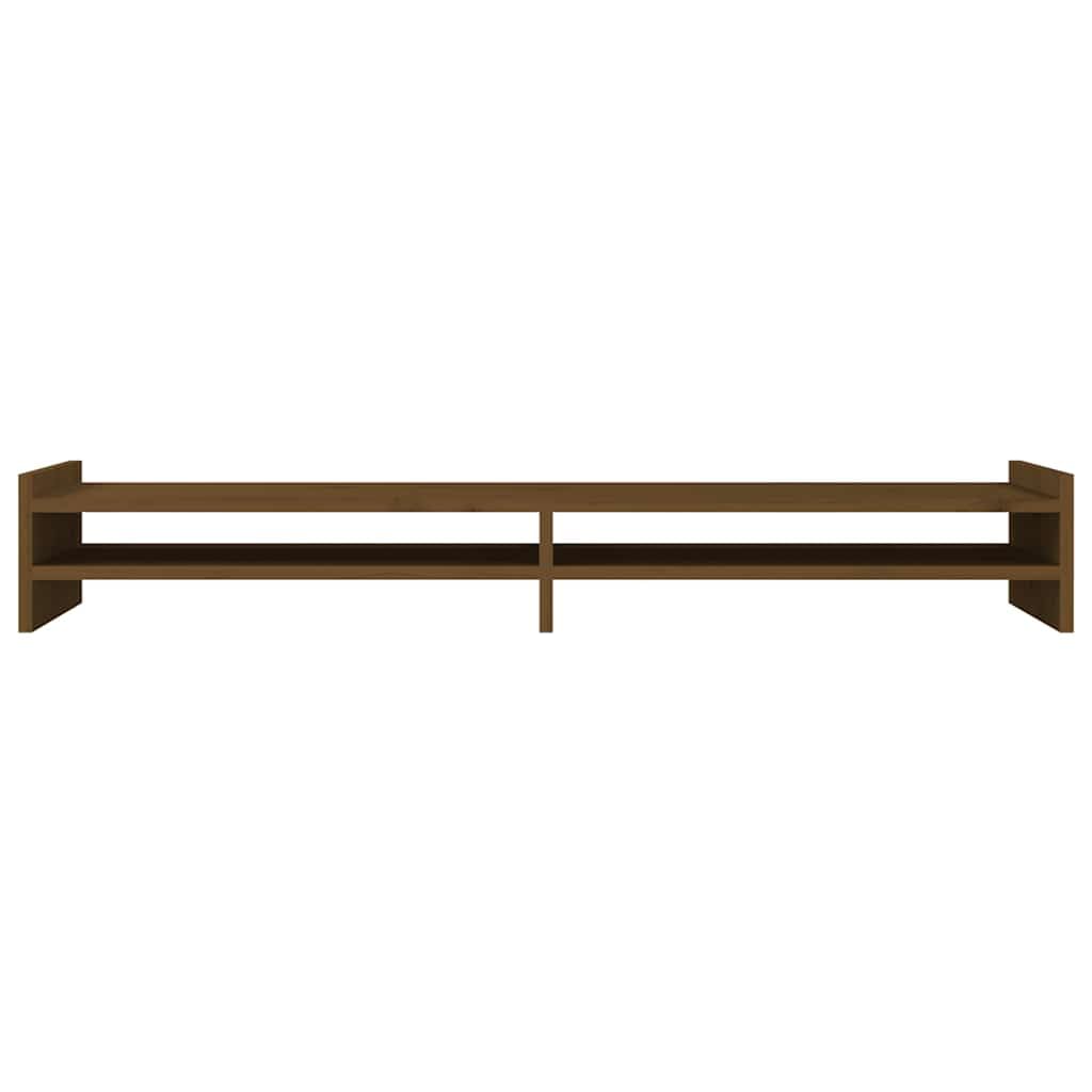 Supporto per monitor, in legno massiccio di pino, 100 x 27 x 15 cm, supporto da scrivania con spazio per tastiera e dispositivi multimediali, telaio in legno stabile per ergonomia
