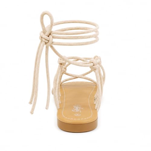 Image of Women's Lace Up Gladiator Flat Sandals Strappy Dressy Summer Tie Up