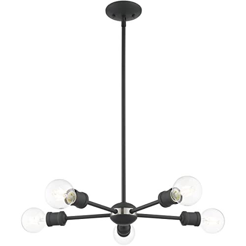 Image of Livex Lighting 46135-76 5 Light Scandinavian Gray Chandelier