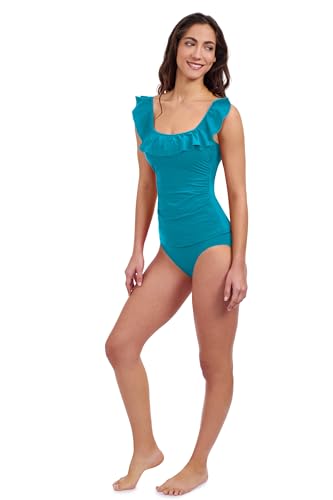 Profile by Gottex Tutti Frutti Solid Women’s Ruffle Square Neck Tankini Top with Soft Cups and Full Lining - Swim Essential2